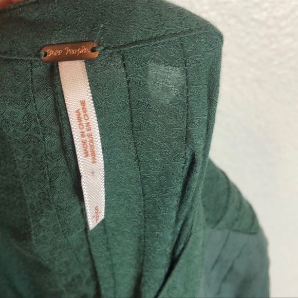 🆕Free People High Low Tunic Green Blouse Small - Picture 9 of 10